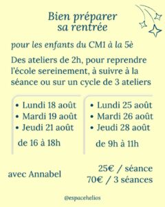 atelier bien préparer sa rentrée